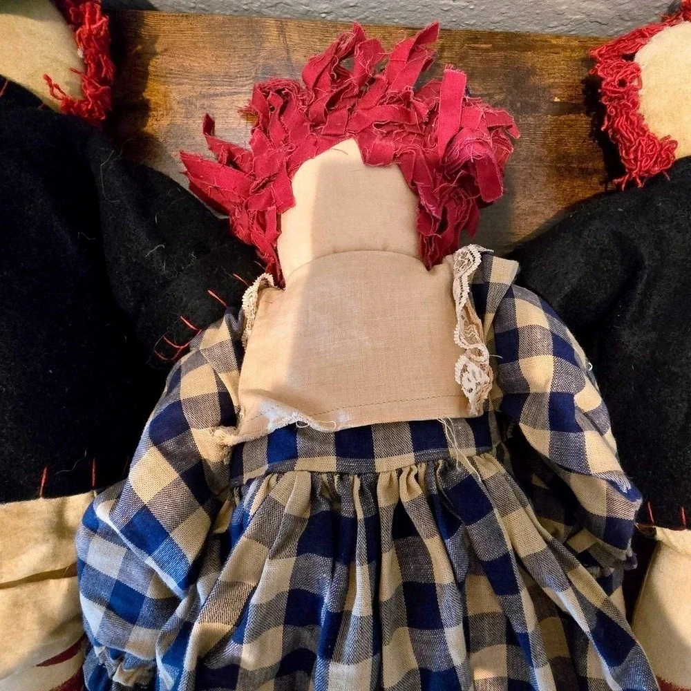 1995 Vintage Primitive Raggedy Ann Andy Dolls 18 Lot 3 Handmade Folk Art Country